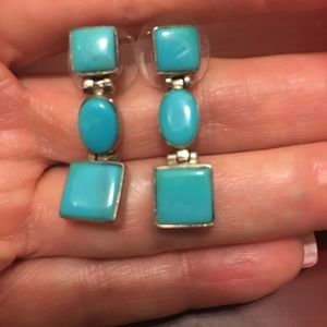 Sterling Silver and Turquoise Earrings, Vintage